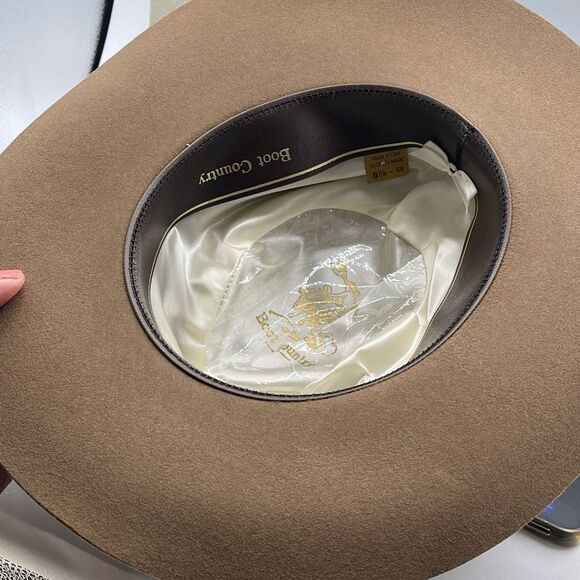 Boot Country Genuine Fur Felt custom made  cowboy ranch hat size 67/8 -50 - Picture 6 of 10
